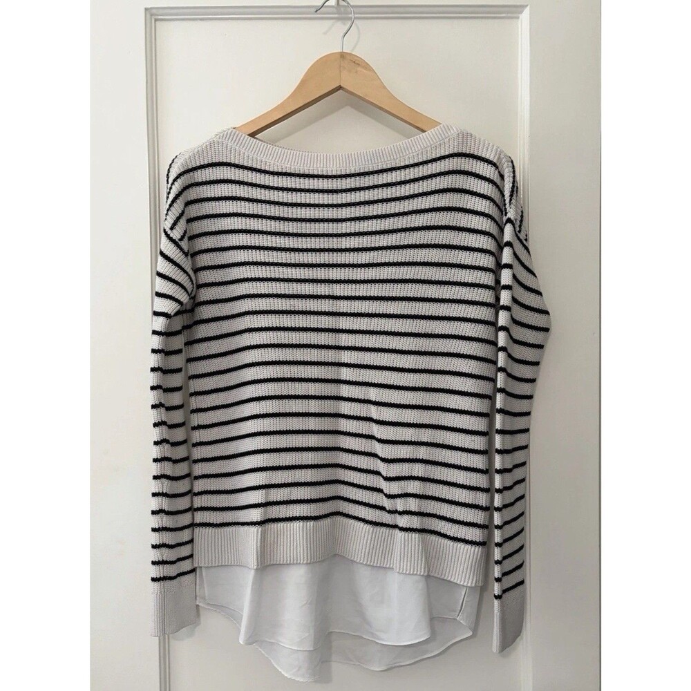 Ralph Lauren Breton Striped Layered Sweater XS Black Ivory Nautical Capsule
